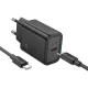 HOCO hálózati töltő Type C + kábel Type C to Type C PD QC 20W N60, fekete