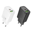 HOCO hálózati töltő USB A + Type C PD QC3.0 3A 20W N61, fekete
