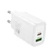 HOCO hálózati töltő USB A + Type C PD QC3.0 3A 20W N61, fehér