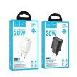 HOCO hálózati töltő USB A + Type C PD QC3.0 3A 20W N61, fehér