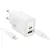 HOCO hálózati töltő USB A + Type C + kábel Type C to Lightning PD QC3.0 3A 20W N61, fehér