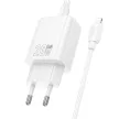 HOCO hálózati töltő USB A + Type C + kábel Type C to Lightning PD QC3.0 3A 20W N61, fehér