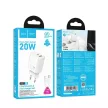HOCO hálózati töltő USB A + Type C + kábel Type C to Lightning PD QC3.0 3A 20W N61, fehér