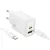 HOCO hálózati töltő USB A + Type C + kábel Type C to Type C PD QC3.0 3A 20W N61, fehér