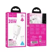 HOCO hálózati töltő USB A + Type C + kábel Type C to Type C PD QC3.0 3A 20W N61, fehér