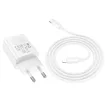 HOCO hálózati töltő Type C + kábel Type C to Lightning PD QC 30W N62, fehér