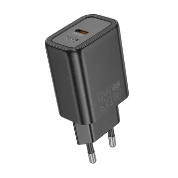   HOCO hálózati töltő USB A + Type C PD QC3.0 3A 30W N63, fekete
