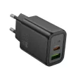 HOCO hálózati töltő USB A + Type C PD QC3.0 3A 30W N63, fekete