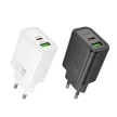 HOCO hálózati töltő USB A + Type C PD QC3.0 3A 30W N63, fekete