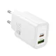 HOCO hálózati töltő USB A + Type C PD QC3.0 3A 30W N63, fehér