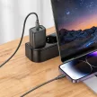 HOCO hálózati töltő USB A + Type C + kábel Type C to Lightning PD QC3.0 3A 30W N63, fekete