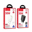 HOCO hálózati töltő USB A + Type C + kábel Type C to Type C PD QC3.0 3A 30W N63, fehér