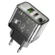 HOCO hálózati töltő USB A + Type C PD QC3.0 3A 20W N34 transparent
