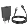 HOCO slim hálózati töltő Type C + kábel Type C to Lightning PD QC 30W N37, fekete
