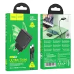 HOCO slim hálózati töltő Type C + kábel Type C to Lightning PD QC 30W N37, fekete