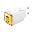 HOCO hálózati töltő USB A + Type C PD QC3.0 3A 20W N52, fehér