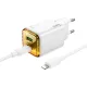 HOCO hálózati töltő USB A + Type C + kábel Type C to Lightning PD QC3.0 3A 20W N52, fehér