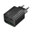 HOCO hálózati töltő 2 x Type C + 2 x USB A PD QC3.0 3A 20W N55, fekete