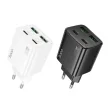 HOCO hálózati töltő 2 x Type C + 2 x USB A PD QC3.0 3A 20W N55, fekete