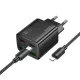 HOCO hálózati töltő 2 x Type C + 2 x USB A + kábel Type C to Lightning PD QC3.0 3A 20W N55, fekete