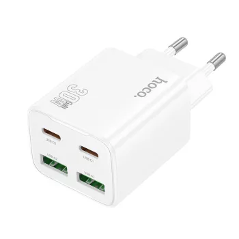  HOCO hálózati töltő 2 x Type C + 2 x USB A PD QC3.0 3A 20W N56, fehér