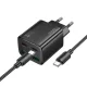 HOCO hálózati töltő 2 x Type C + 2 x USB A + kábel Type C to Type C PD QC3.0 3A 30W N56, fekete