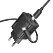 HOCO hálózati töltő 2 x Type C + 2 x USB A + kábel Type C to Type C PD QC3.0 3A 30W N56, fekete