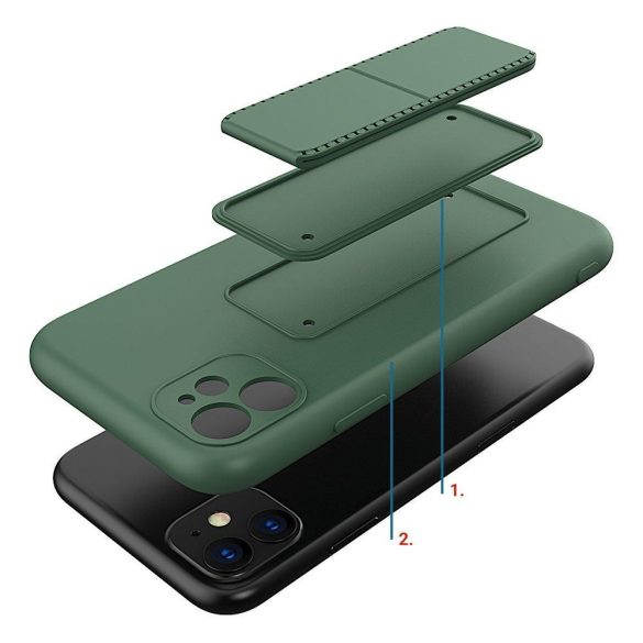 Wozinsky Kickstand Case iPhone 12 Mini szilikon hátlap, tok, menta 