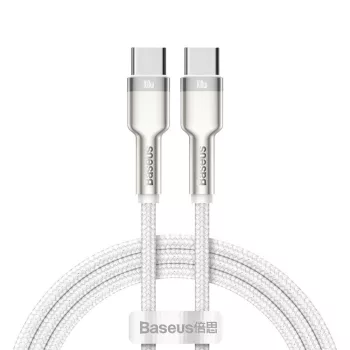   Baseus Cafule Series Metal Data USB-C - USB-C PD QC SCP 100W, 5A, 1m, kábel, fehér