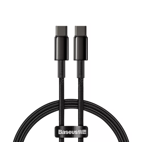 BASEUS Tungsten USB-C - USB-C PD 5A 100W, CATWJ-01, 1m, kábel, fekete