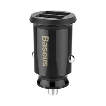   Baseus Grain autós töltő CCALL-ML01 mini charger 2x USB-A 3.1A, fekete