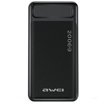   AWEI PowerBank P6K 20000mAh 2xUSB/PD/Micro-USB kábel, fekete