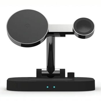   AWEI Indukciós töltő 4 az 1-ben 15 W gyorstöltő (W22) fekete (iPhone Magsafe, Apple Watch, Airpods, Apple Pencil Lightning)