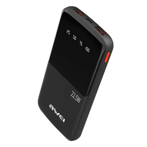 AWEI PowerBank P10K 10000 mAh 22.5W, fekete