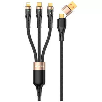 AWEI USB-C - Lightning - Micro USB, 3in1, kábel, fekete