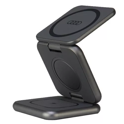 Audi MagSafe vezeték nélküli töltő 3in1, iPhone, Airpods, Apple watch 15W, sötétszürke Big Logo AU-MWC3IN1-GT/D1-GY