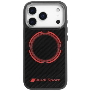   Audi RSQ tok, carbon fekete Sport Red Circle MagSafe Case iPhone 17 Pro tok, fekete