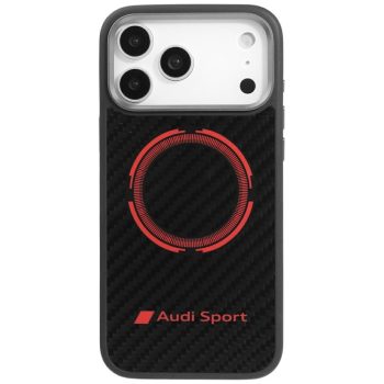   Audi RSQ tok, carbon fekete Sport Red Circle MagSafe Case iPhone 17 Pro Max tok, fekete