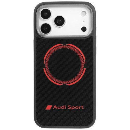 Audi RSQ tok, carbon fekete Sport Red Circle MagSafe Case iPhone 17 Pro Max tok, fekete