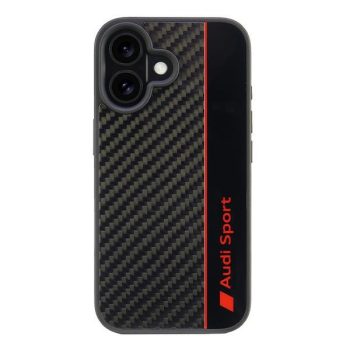   Audi Carbon Fiber Stripe iPhone 16 6.1" tok, fekete AUS-TPUPCIP16-R8/D1-BK