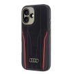 Audi Genuine Leather MagSafe iPhone 16 6.1" tok, fekete-piros AU-TPUPCMIP16-R8/D3-RD