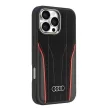 Audi Genuine Leather MagSafe iPhone 16 Pro Max 6.9" tok, fekete-piros AU-TPUPCMIP16PM-R8/D3-RD