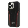 Audi Genuine Leather MagSafe iPhone 16 Pro Max 6.9" tok, fekete-piros AU-TPUPCMIP16PM-R8/D3-RD