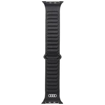   Audi Logo Genuine Leather Magnetic Ring óraszíj Apple Watch 44/ 45/ 46/ 49 mm, fekete