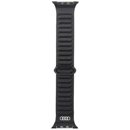 Audi Logo Genuine Leather Magnetic Ring óraszíj Apple Watch 44/ 45/ 46/ 49 mm, fekete