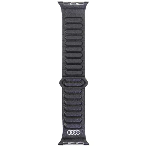 Audi Logo Genuine Leather Magnetic Ring óraszíj Apple Watch 40/ 41/ 42 mm, fekete