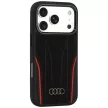 Audi R8 Genuine Leather MagSafe iPhone 18 Pro / 17 Pro (AU-TPUPCMIP18P-R8/D3-RD) tok, fekete-piros