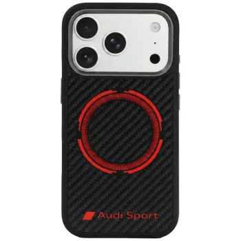   Audi Rsq Carbon Fiber Sport Red Circle MagSafe iPhone 18 Pro / 17 Pro (AUS-TPUPCMIP18P-RSQ/D5-BK) tok, fekete
