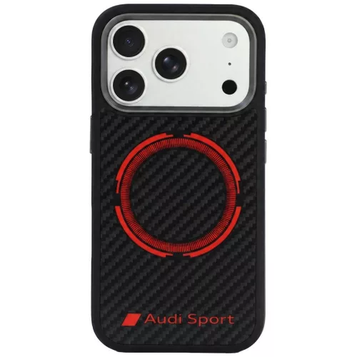 Audi Rsq Carbon Fiber Sport Red Circle MagSafe iPhone 18 Pro / 17 Pro (AUS-TPUPCMIP18P-RSQ/D5-BK) tok, fekete