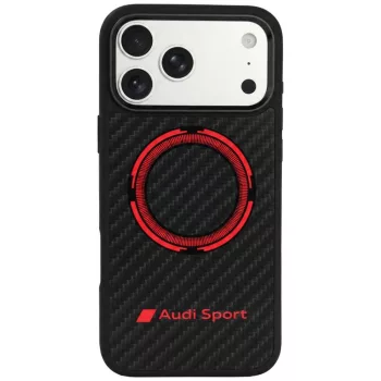   Audi Rsq Carbon Fiber Sport Red Circle MagSafe iPhone 18 Pro Max / 17 Pro (AUS-TPUPCMIP18PM-RSQ/D5-BK) tok, fekete
